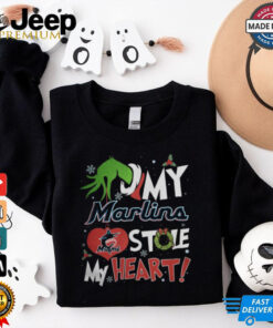 Grinch Hand My Miami Marlins Stole My Heart Christmas 2024 Shirt 3