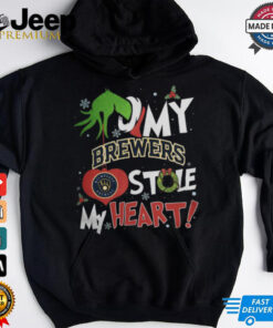 Grinch Hand My Milwaukee Brewers Stole My Heart Christmas 2024 Shirt