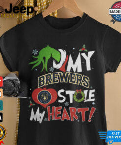 Grinch Hand My Milwaukee Brewers Stole My Heart Christmas 2024 Shirt