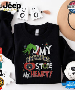 Grinch Hand My Milwaukee Brewers Stole My Heart Christmas 2024 Shirt 3