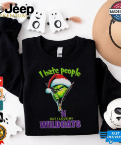 Grinch Santa Hat I Hate People But I Love My Northwestern Wildcats Christmas Logo Shirt Grinch Santa Hat I Hate People But I Love My Northwestern Wildcats Christmas Logo Shirt