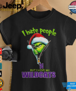 Grinch Santa Hat I Hate People But I Love My Northwestern Wildcats Christmas Logo Shirt 2 Grinch Santa Hat I Hate People But I Love My Northwestern Wildcats Christmas Logo Shirt 3