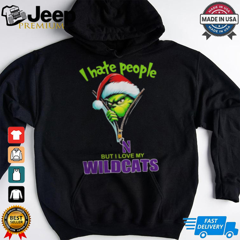 Grinch Santa Hat I Hate People But I Love My Northwestern Wildcats Christmas Logo Shirt Grinch Santa Hat I Hate People But I Love My Northwestern Wildcats Christmas Logo Shirt