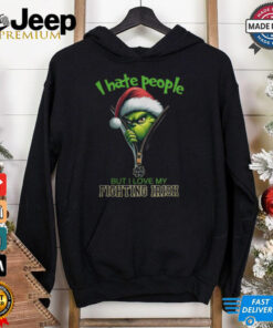 Grinch Santa Hat I Hate People But I Love My Notre Dame Fighting Irish Christmas Logo Shirt