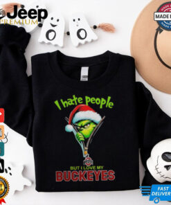 Grinch Santa Hat I Hate People But I Love My Ohio State Buckeyes Christmas Logo Shirt Grinch Santa Hat I Hate People But I Love My Ohio State Buckeyes Christmas Logo Shirt