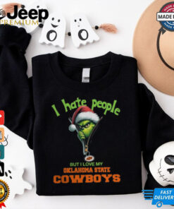 Grinch Santa Hat I Hate People But I Love My Oklahoma State Cowboys Christmas Logo Shirt Grinch Santa Hat I Hate People But I Love My Oklahoma State Cowboys Christmas Logo Shirt