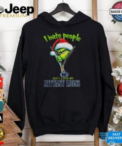 Grinch Santa Hat I Hate People But I Love My Penn State Nittany Lions Christmas Logo Shirt