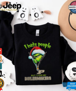 Grinch Santa Hat I Hate People But I Love My Purdue Boilermakers Christmas Logo Shirt Grinch Santa Hat I Hate People But I Love My Purdue Boilermakers Christmas Logo Shirt