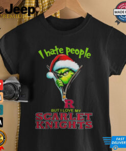 Grinch Santa Hat I Hate People But I Love My Rutgers Scarlet Knights Christmas Logo Shirt 2 Grinch Santa Hat I Hate People But I Love My Rutgers Scarlet Knights Christmas Logo Shirt 3