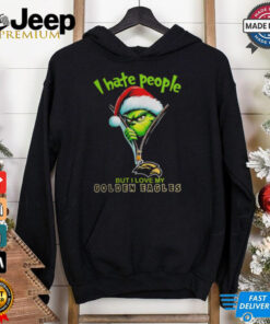 Grinch Santa Hat I Hate People But I Love My Southern Miss Golden Eagles Christmas Logo Shirt