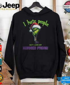 Grinch Santa Hat I Hate People But I Love My TCU Horned Frogs Christmas Logo Shirt