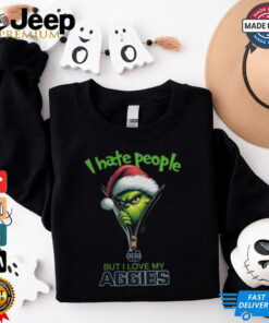 Grinch Santa Hat I Hate People But I Love My Utah State Aggies Christmas Logo Shirt Grinch Santa Hat I Hate People But I Love My Utah State Aggies Christmas Logo Shirt