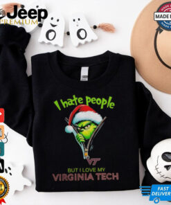 Grinch Santa Hat I Hate People But I Love My Virginia Tech Hokies Christmas Logo Shirt Grinch Santa Hat I Hate People But I Love My Virginia Tech Hokies Christmas Logo Shirt