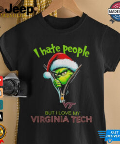 Grinch Santa Hat I Hate People But I Love My Virginia Tech Hokies Christmas Logo Shirt 2 Grinch Santa Hat I Hate People But I Love My Virginia Tech Hokies Christmas Logo Shirt 3