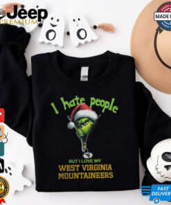 Grinch Santa Hat I Hate People But I Love My West Virginia Mountaineers Christmas Logo Shirt Grinch Santa Hat I Hate People But I Love My West Virginia Mountaineers Christmas Logo Shirt
