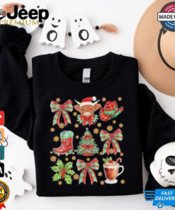 Howdy Christmas Tree Western Cowboy Hat Coquette Bow Xmas 2024 Shirt