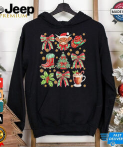 Howdy Christmas Tree Western Cowboy Hat Coquette Bow Xmas 2024 Shirt