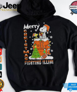 Illinois Fighting Illini Snoopy And Woodstock Merry Christmas Shirt