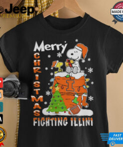 Illinois Fighting Illini Snoopy And Woodstock Merry Christmas Shirt
