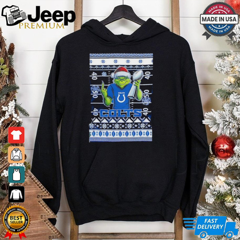Indianapolis Colts X Grinch Christmas with Super Bowl Trophy ugly Christmas shirt Indianapolis Colts X Grinch Christmas with Super Bowl Trophy ugly Christmas shirt