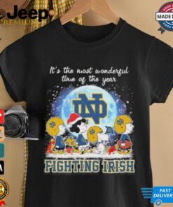 It’s The Most Wonderful Time Of The Years Peanuts Characters X Notre Dame Fighting Irish Merry Christmas Shirt