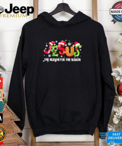Jesus the reason for the season snow Santa hat Christmas shirt
