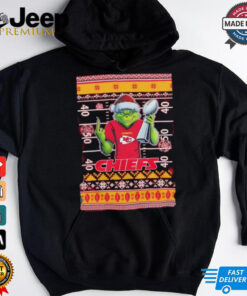 Kansas City Chiefs X Grinch Christmas with Super Bowl Trophy ugly Christmas shirt