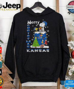 Kansas Jayhawks Snoopy And Woodstock Merry Christmas Shirt 3 Kansas Jayhawks Snoopy And Woodstock Merry Christmas Shirt 4