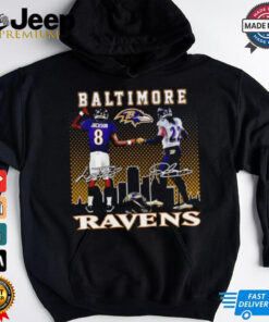 Lamar Jackson and Derrick Henry Baltimore Ravens high five shirt