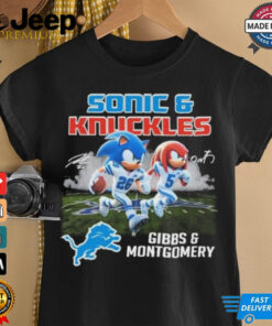 Official Detroit Lions Sonic Jahmyr Gibbs and Knuckles David Montgomery Shirt Official Detroit Lions Sonic Jahmyr Gibbs and Knuckles David Montgomery Shirt