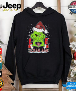 Official Grinch Hand Love Texas A&ampM Aggies Christmas Shirt