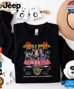 Official Guns N’ Roses 40 Years 1985 2025 Signatures Thank You For The Memories Lightning Shirt Official Guns N’ Roses 40 Years 1985 2025 Signatures Thank You For The Memories Lightning Shirt