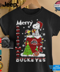 Ohio State Buckeyes Snoopy And Woodstock Merry Christmas Shirt