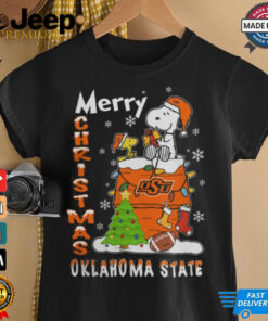 Oklahoma State Cowboys Snoopy And Woodstock Merry Christmas Shirt