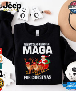 Red Hats and Reindeer MAGA for Christmas Trump Santa shirt 1