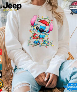 Santa Stitch with Christmas light shirt Santa Stitch with Christmas light shirt