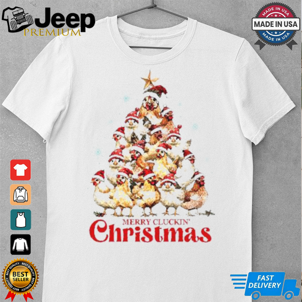 Santa chickens merry clucking Christmas tree shirt Santa chickens merry clucking Christmas tree shirt