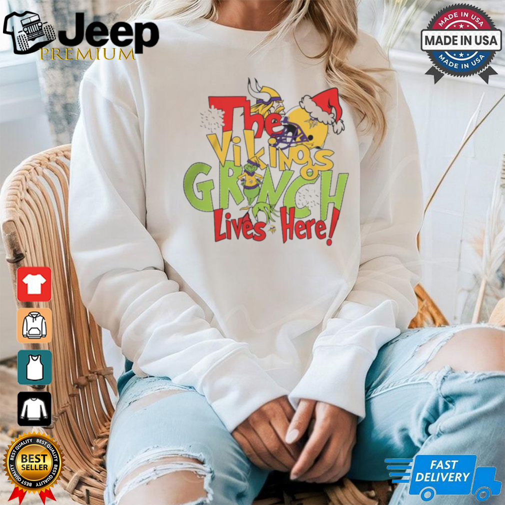 The Vikings Grinch Lives Here Christmas Shirt gift The Vikings Grinch Lives Here Christmas Shirt gift