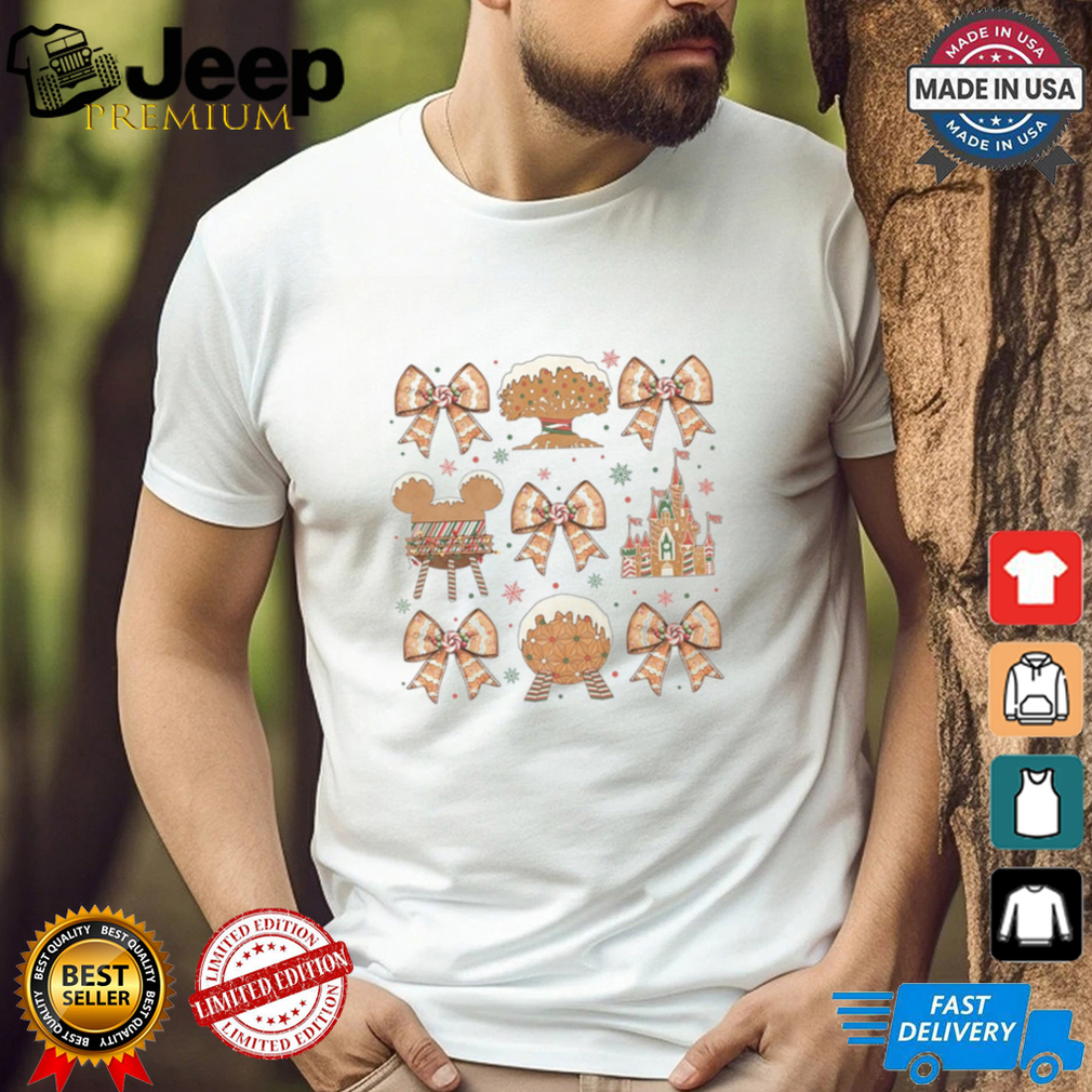 Walt Disneyworld Coquette Bows Gingerbread Christmas Shirt Walt Disneyworld Coquette Bows Gingerbread Christmas Shirt
