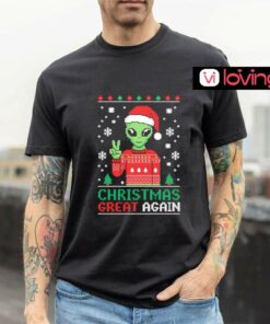 Alien Santa hat Christmas great again shirt