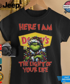 Santa Grinch Here I Am Denny’s The Light Of Your Life Christmas Light Shirt
