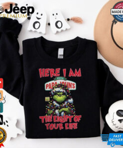Santa Grinch Here I Am Pizza Papa John’s The Light Of Your Life Christmas Light Shirt