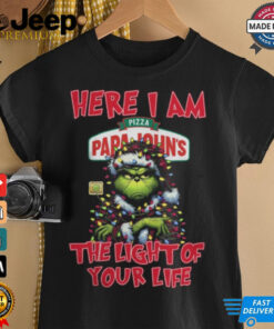 Santa Grinch Here I Am Pizza Papa John’s The Light Of Your Life Christmas Light Shirt