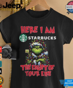Santa Grinch Here I Am Starbucks The Light Of Your Life Christmas Light Shirt
