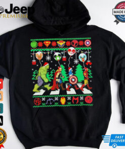 Santa hat Superhero Avengers ugly Christmas shirt 1