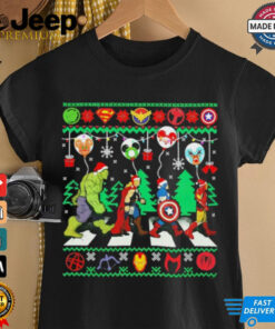 Santa hat Superhero Avengers ugly Christmas shirt 1 Santa hat Superhero Avengers ugly Christmas shirt 2