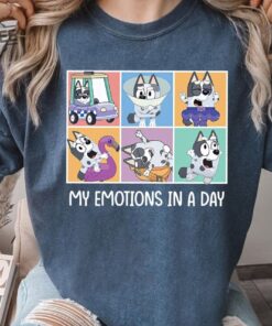 Bluey Muffin My Emotions In A Day Shirt Cartoon Sweatshirt Muffin Shirt Cartoon Shirt Muffin T Shirt Cute Muffin Trending Shirt Unique
