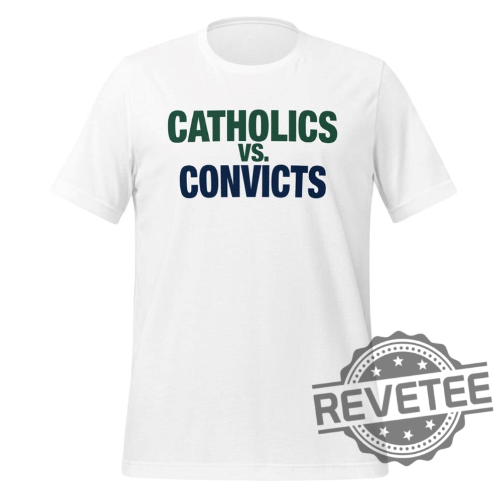 Catholics Vs Convicts Tshirt Hoodie Sweatshirt Funny Tee Gift For Fan Notre Dame Fighting Irish Miami Hurricanes Crewneck Pullover Unique Catholics Vs Convicts Tshirt Hoodie Sweatshirt Funny Tee Gift For Fan Notre Dame Fighting Irish Miami Hurricanes Crewneck Pullover Unique