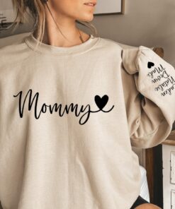 Custom Mommy Sweatshirt Kid Name On Sleeve Custom Mommy Sweatshirt New Mom Sweatshirt Personalized Mom Hoodie Unique
