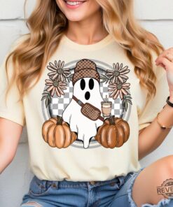Cute Ghost Halloween Shirt Pumpkin Spice Coffee Tee Spooky Season Shirts Halloween Shirt